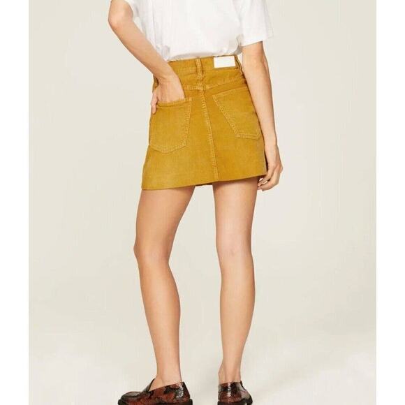 Re/Done Women's Size 29 Mustard Yellow Corduroy 70s Style Mini Skirt - Picture 2 of 7